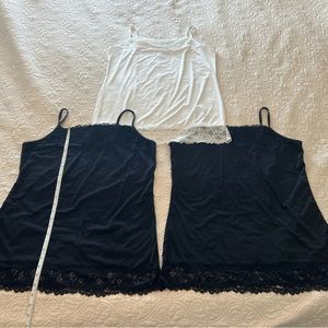 Lot of 3 Like New Maurice’s XL Lace Trim Cami - Two Black One White